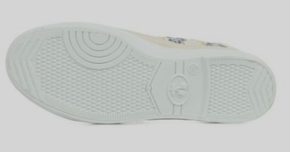 Basket toile femme Semelle plate Lacets LE TEMPS DES CERISES beige imprimé doré / marine – Image 5