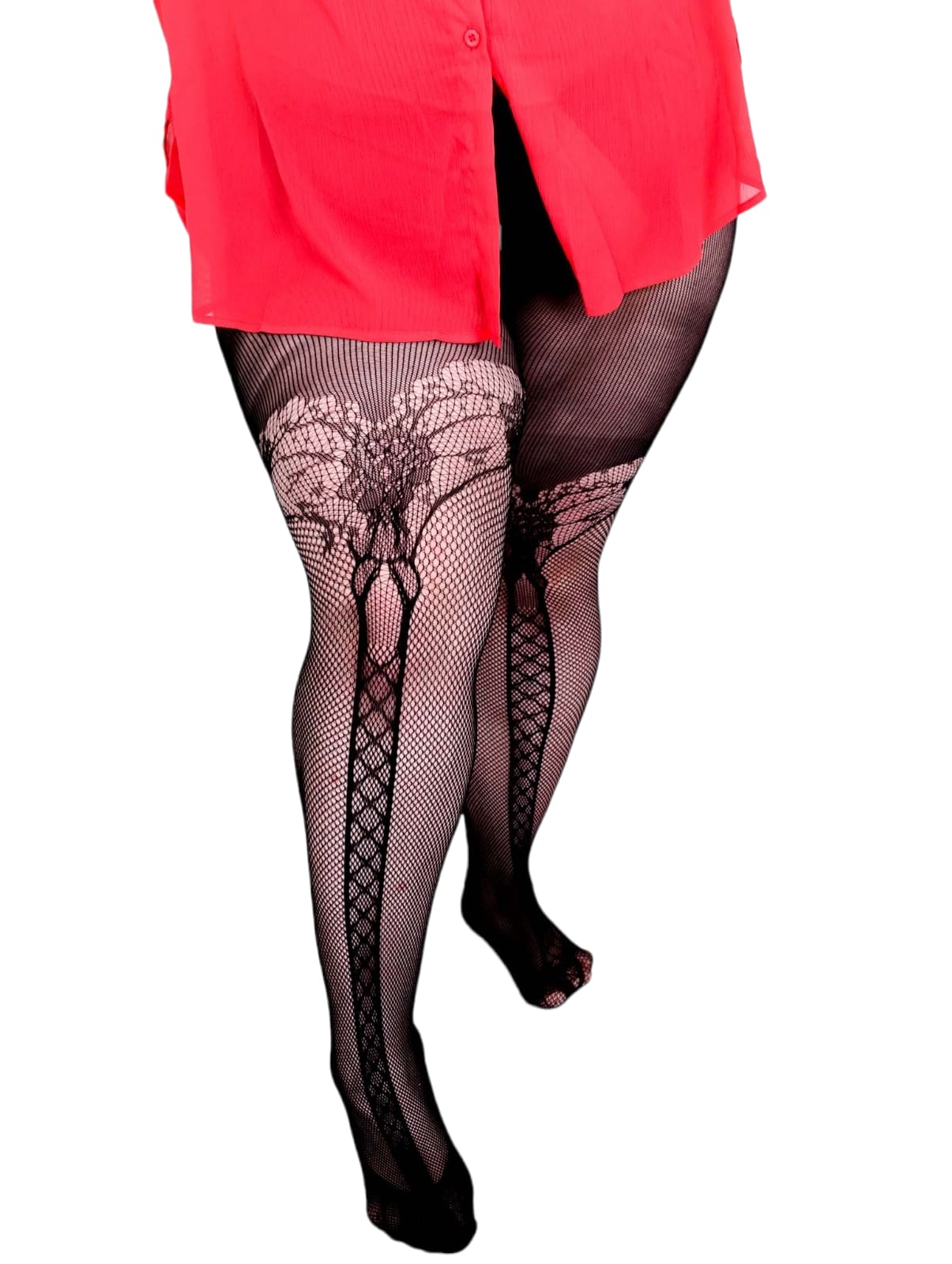 Collants résille bandes croisées