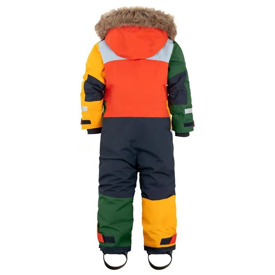 Combinaison ski enfant multicolore à col fourrure – Image 4