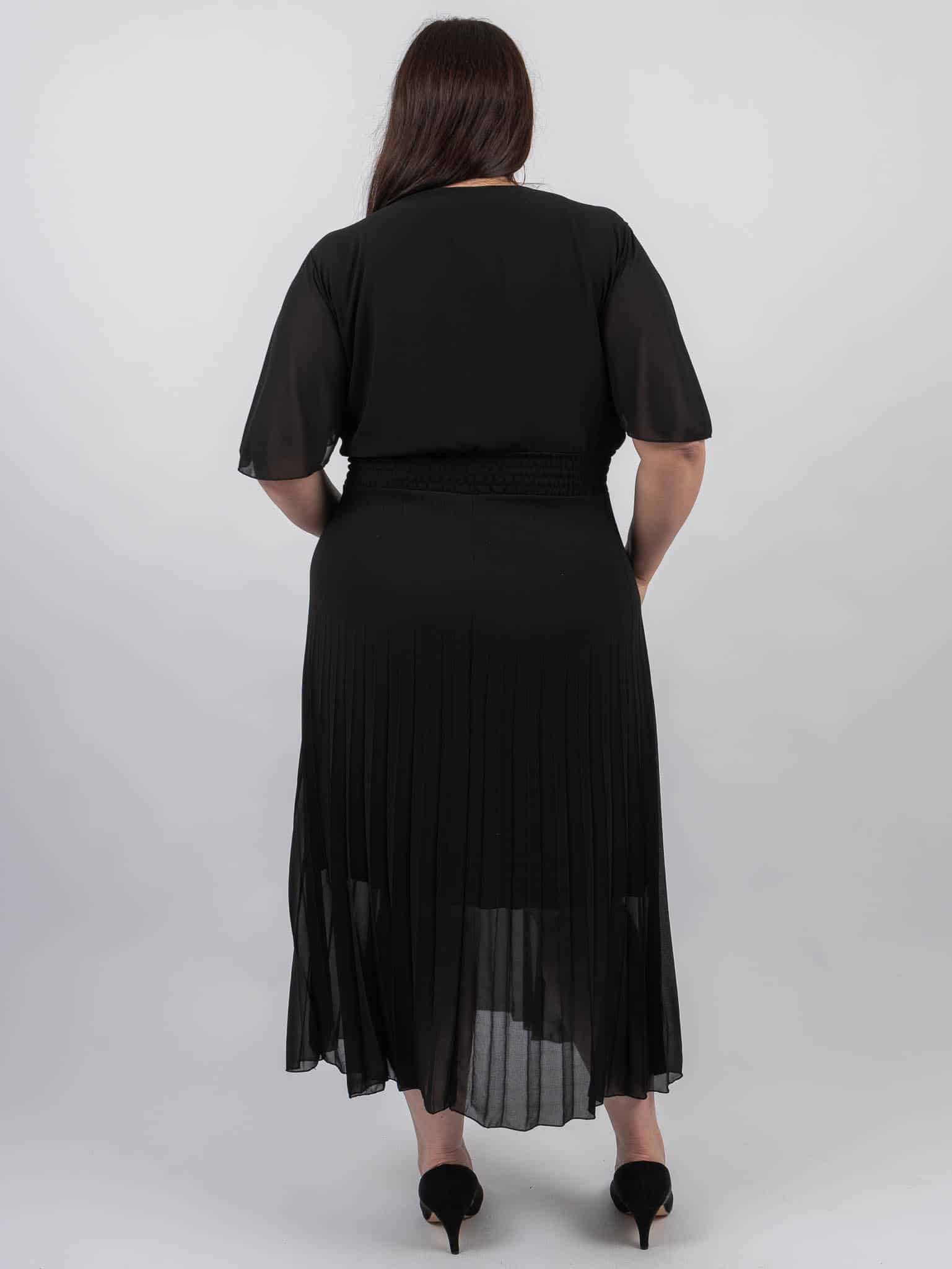 Robe longue plissée cintrée noire – Image 4