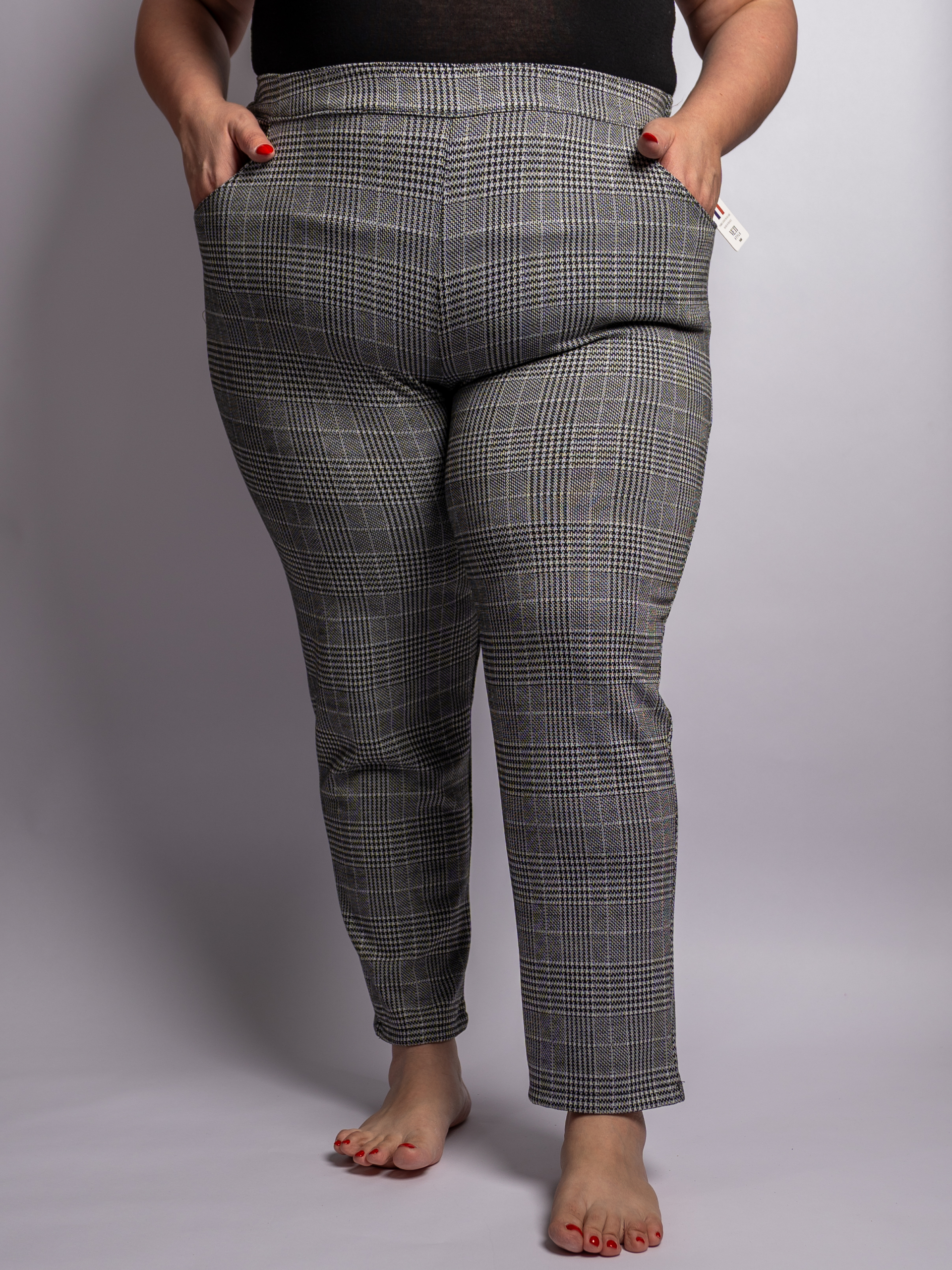 Pantalon stretch à carreaux pied de poule – Image 2