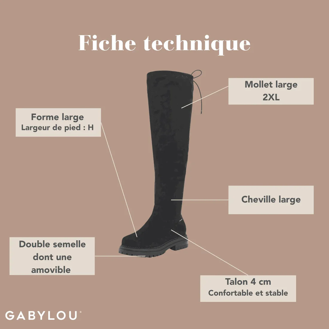 Cuissardes Aurelie noires 2XL – GABYLOU – Image 3