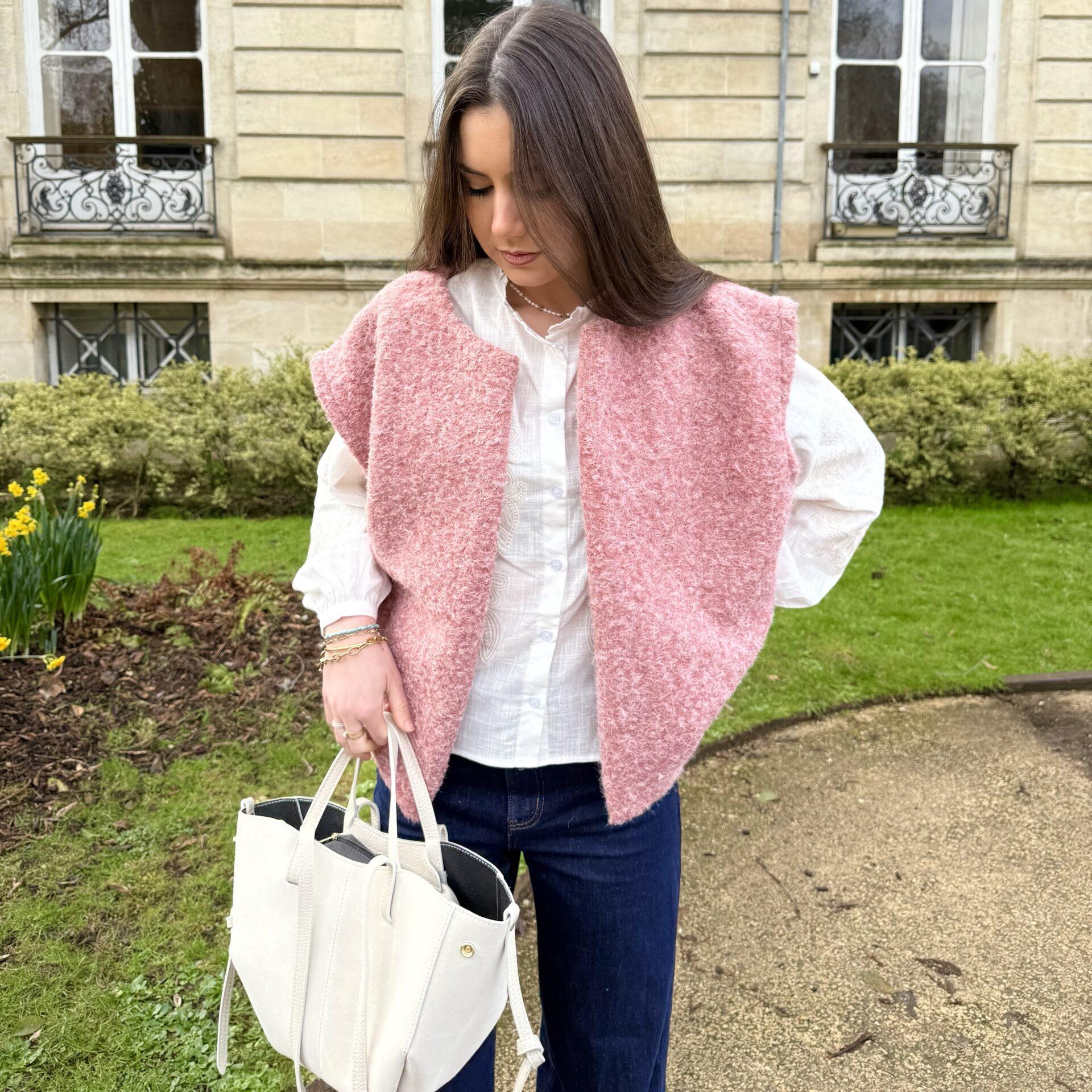 Gilet sans manches ALBA rose pale