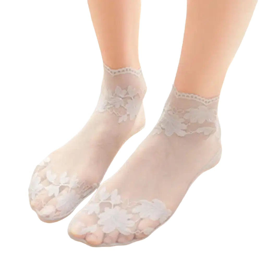 Chaussettes en dentelles pour femme, Antidérapantes et en coton – Image 2