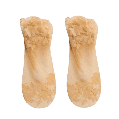 Chaussettes en dentelles pour femme, Antidérapantes et en coton