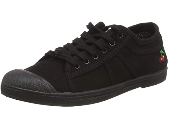 basket femme Toile Semelle plate Lacet LE TEMPS DES CERISES coloris noir – Image 6