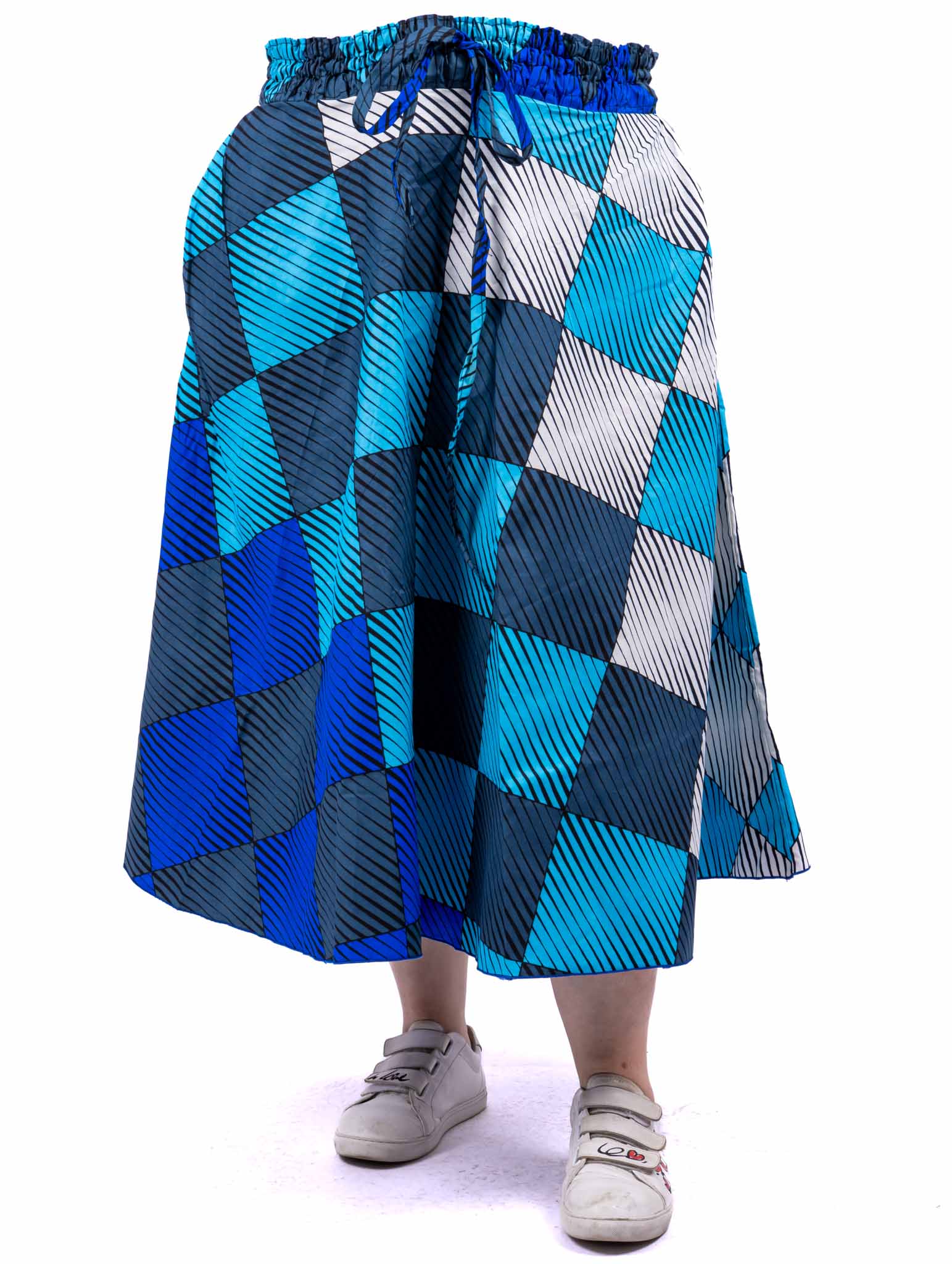 Jupe en wax grande taille bleue – Image 3