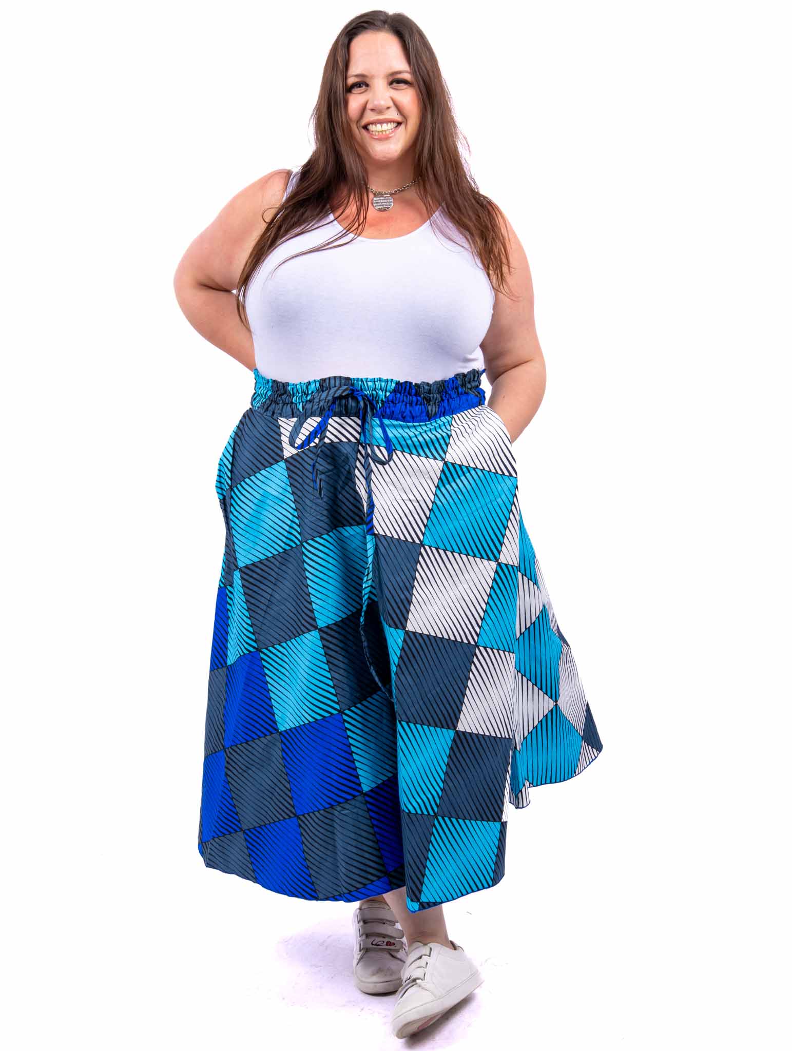 Jupe en wax grande taille bleue