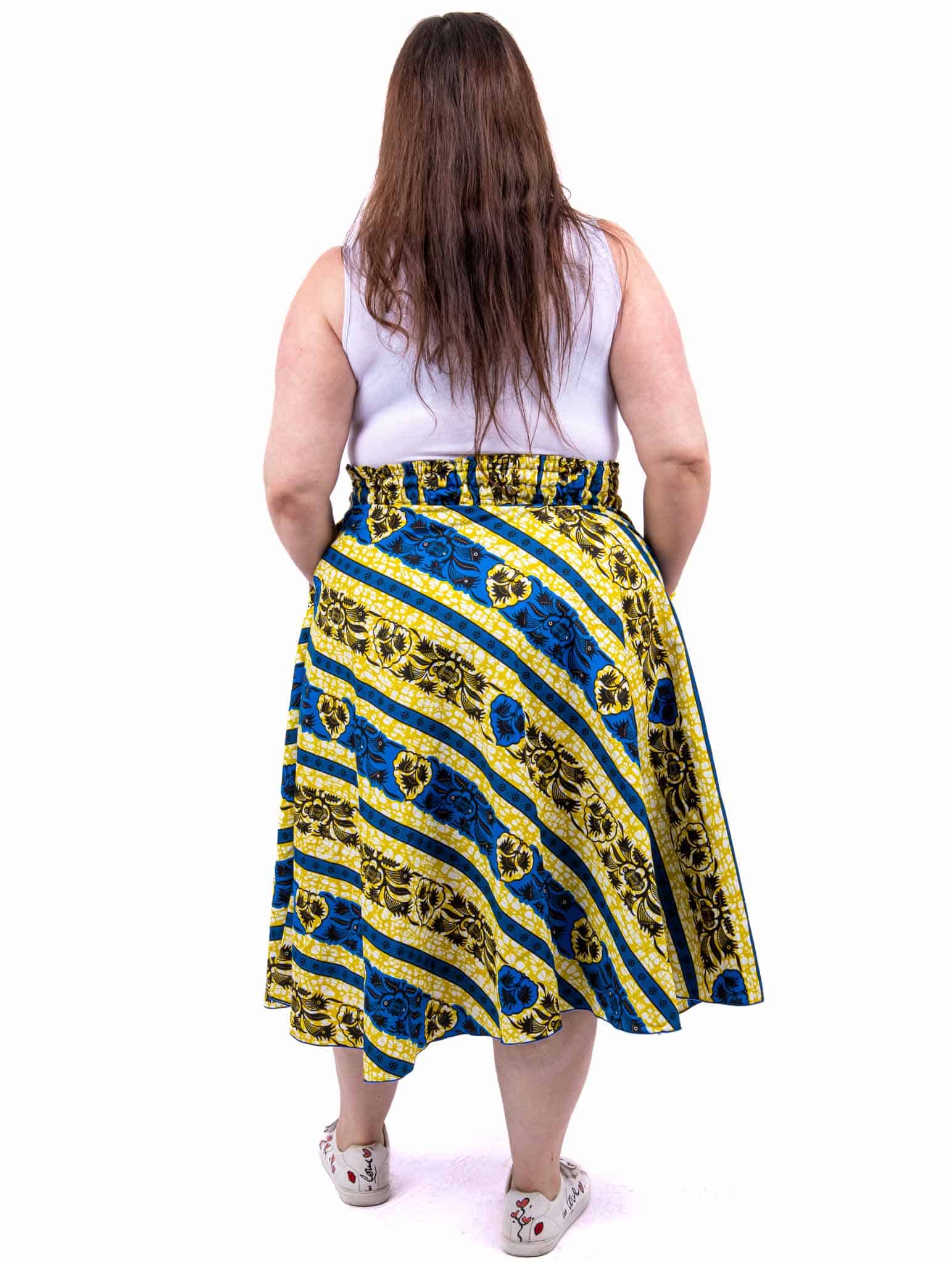 Jupe en wax grande taille jaune – Image 3