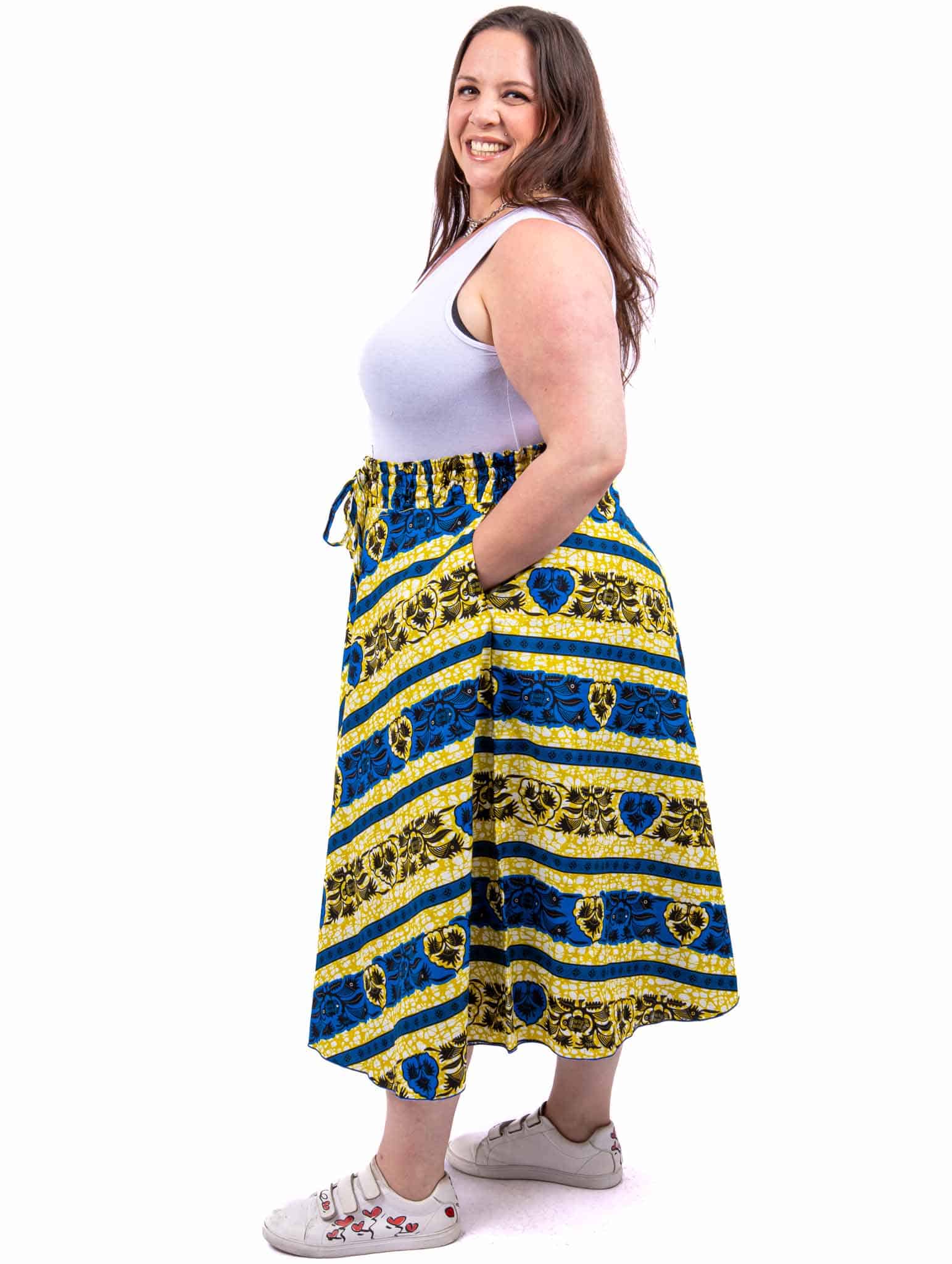 Jupe en wax grande taille jaune – Image 2