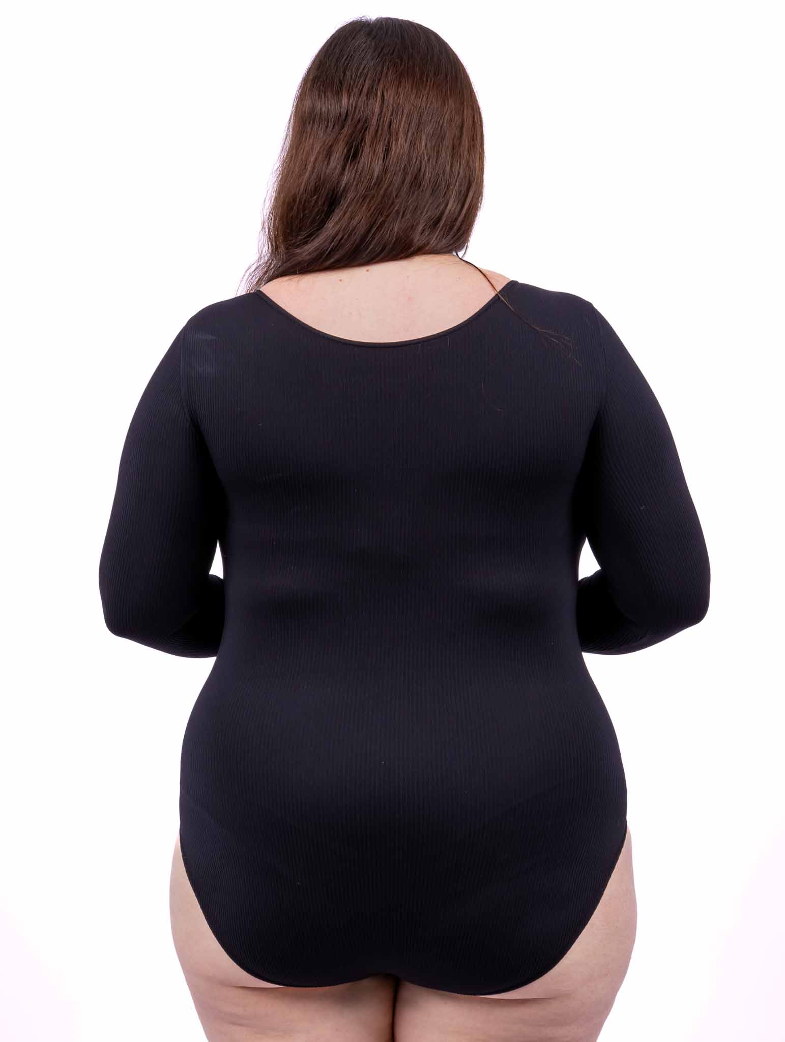 Body noir côtelé effet seconde peau – Image 2