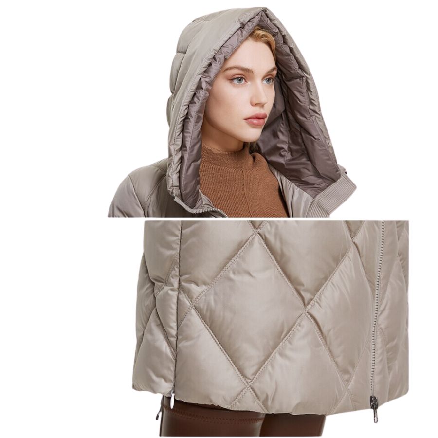 Manteau ski femme doudoune longue avec motif losange – Image 5