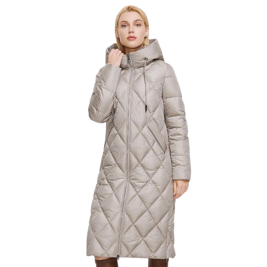 Manteau ski femme doudoune longue avec motif losange