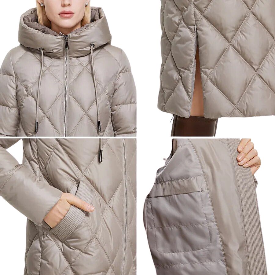 Manteau ski femme doudoune longue avec motif losange – Image 3