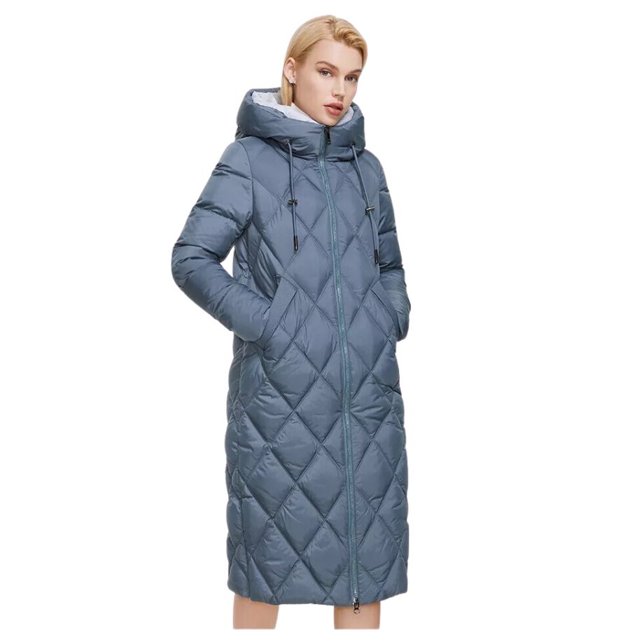 Manteau ski femme doudoune longue avec motif losange – Image 9