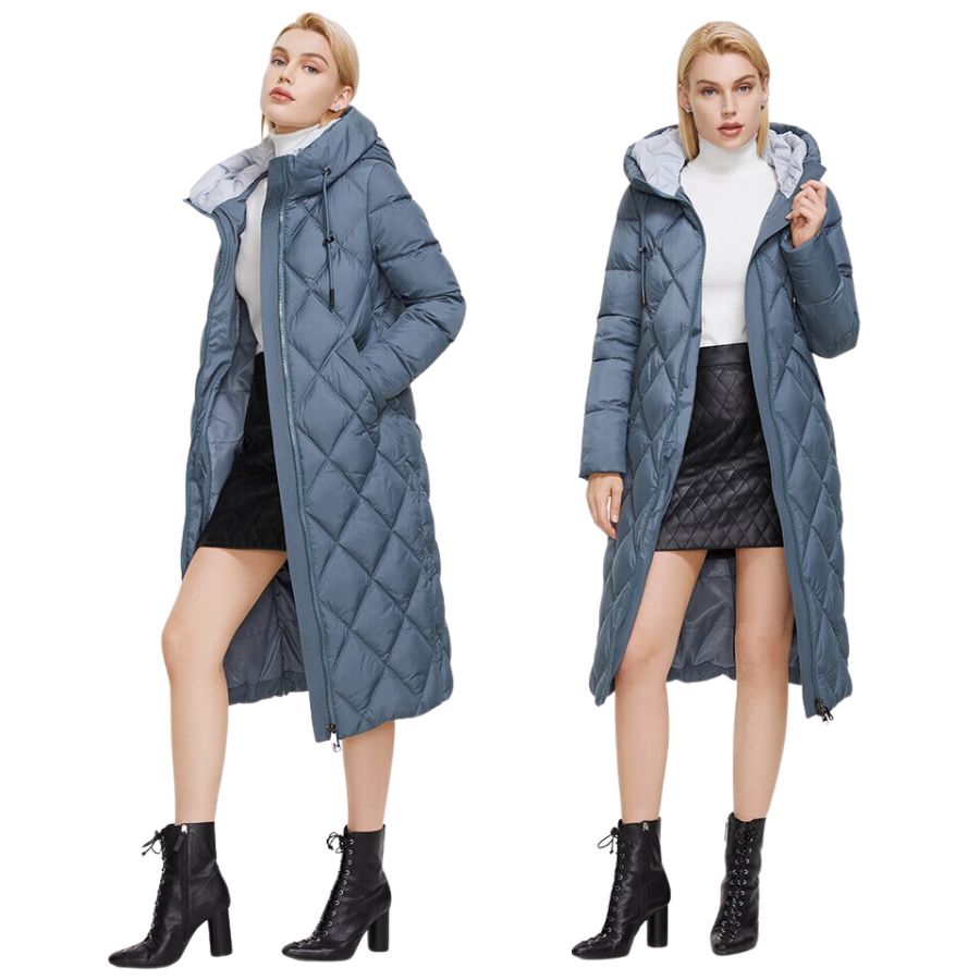 Manteau ski femme doudoune longue avec motif losange – Image 8