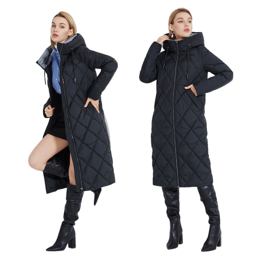 Manteau ski femme doudoune longue avec motif losange – Image 6