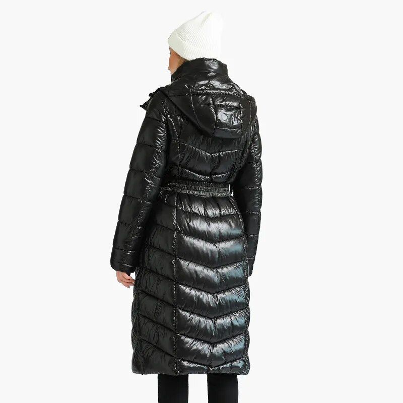 Manteau ski femme doudoune longue noire – Image 3