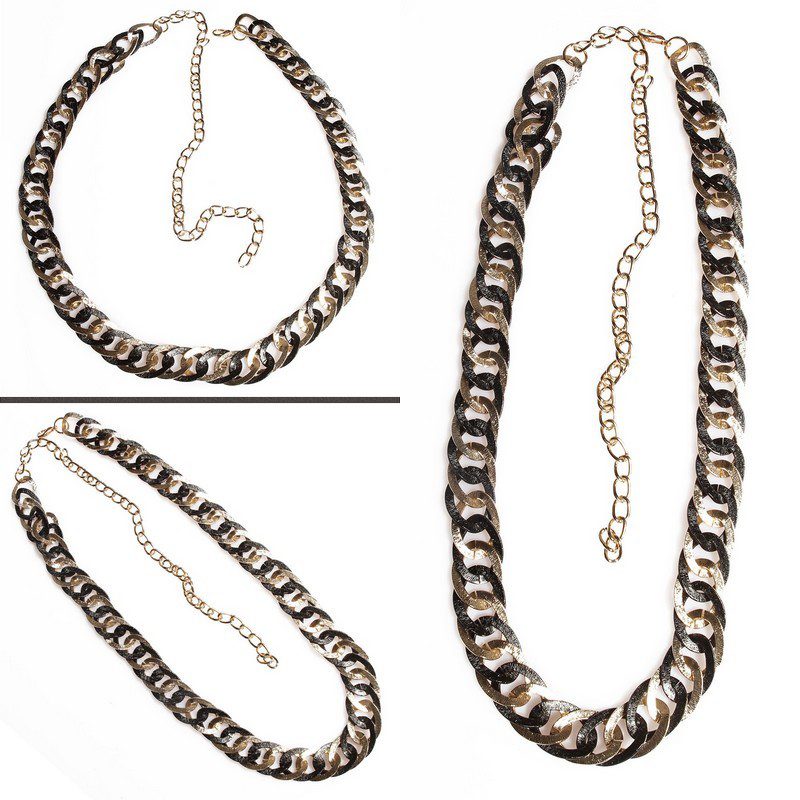 Ceinture femme chaîne tendance couleur noir/or