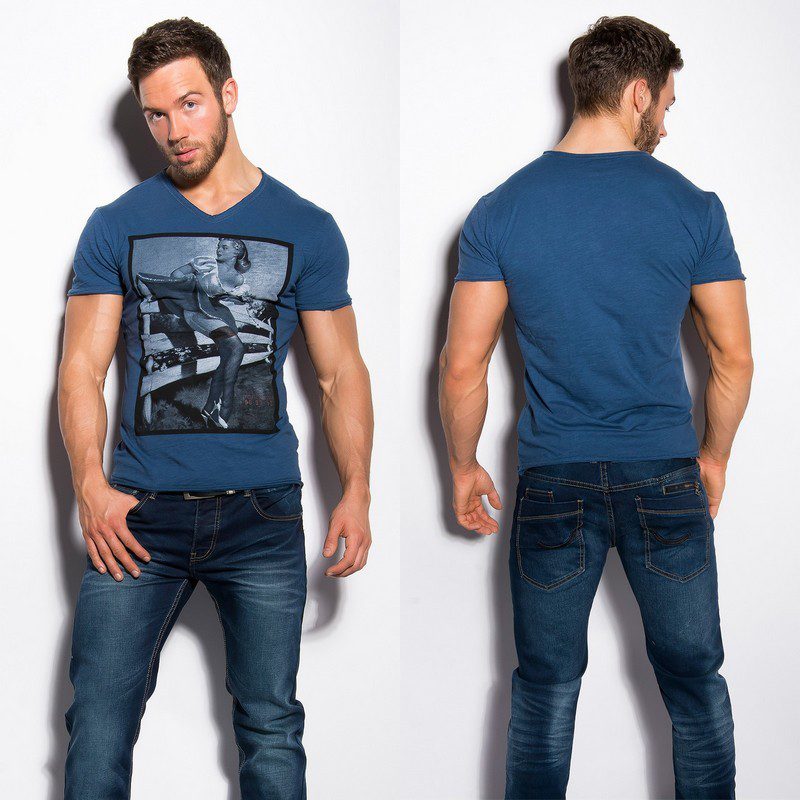 T-shirt Homme fashion LINO couleur bleu marine – Image 2