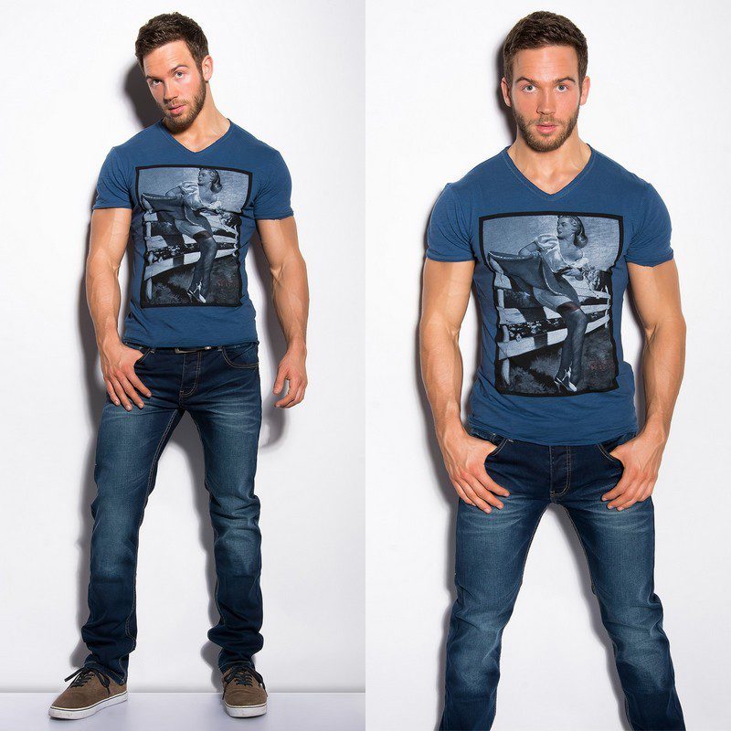 T-shirt Homme fashion LINO couleur bleu marine – Image 3