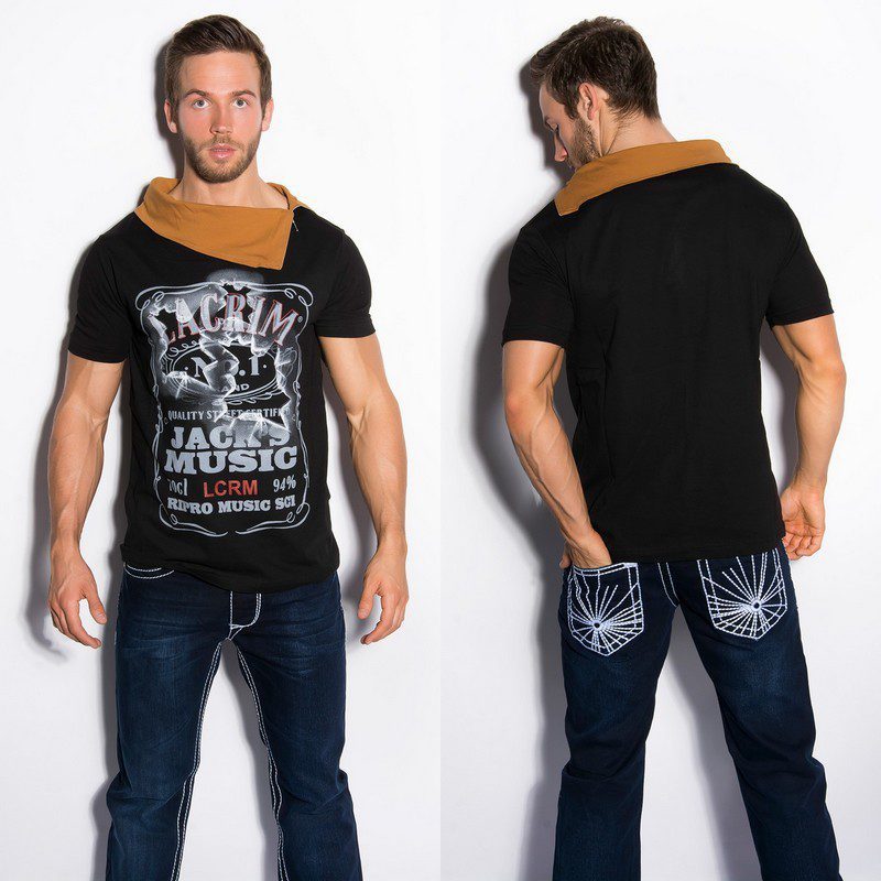 T-shirt Homme col fashion ELIE couleur noir – Image 2