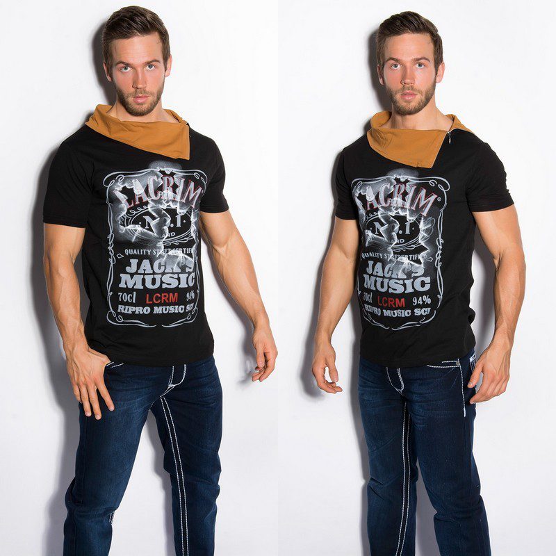 T-shirt Homme col fashion ELIE couleur noir – Image 3