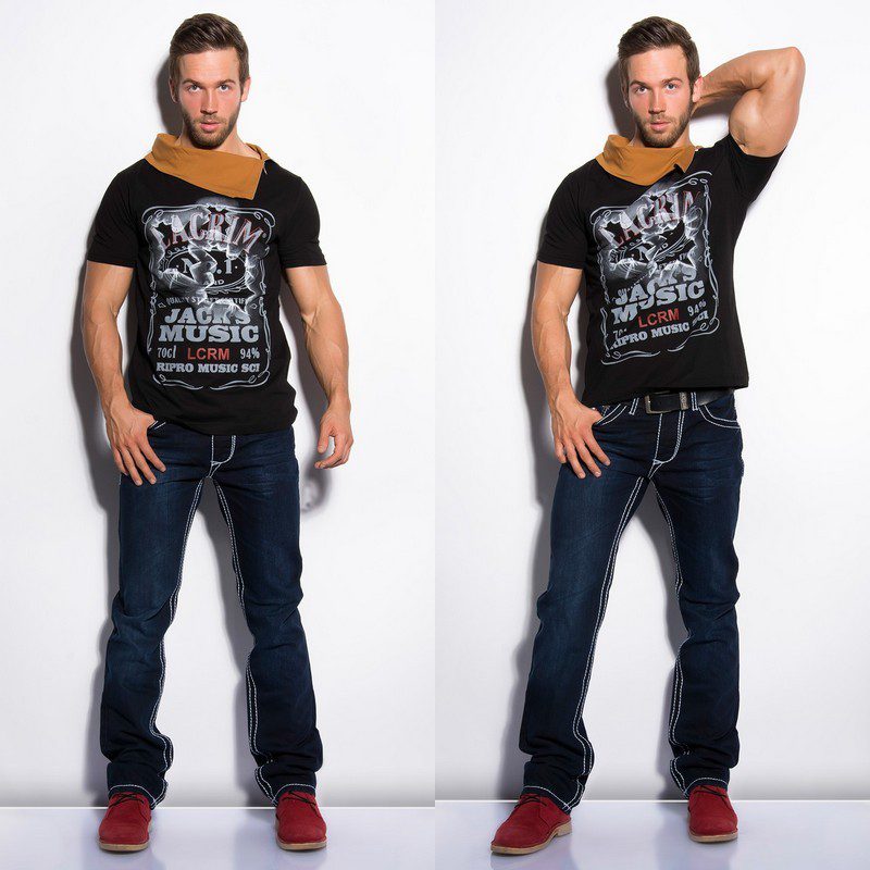 T-shirt Homme col fashion ELIE couleur noir – Image 4