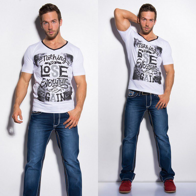 T-shirt Homme col V fashion ELIE couleur blanc – Image 3