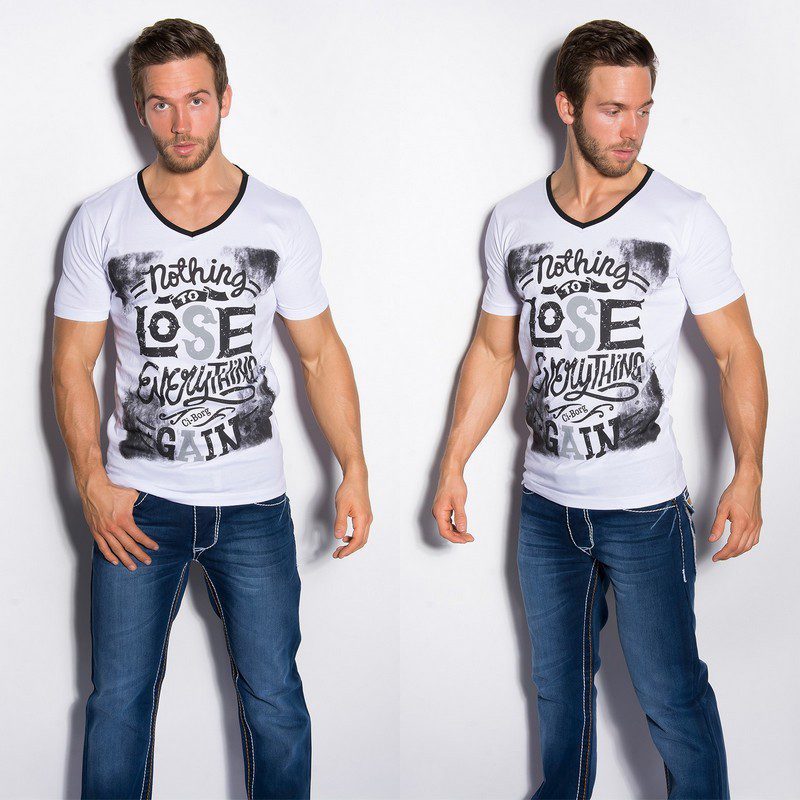 T-shirt Homme col V fashion ELIE couleur blanc – Image 4