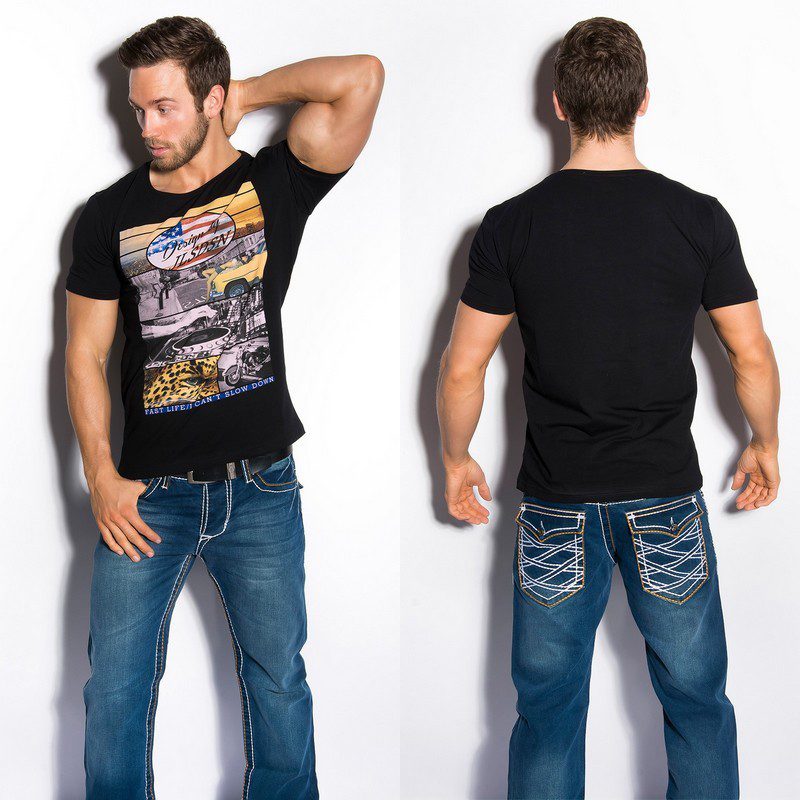 T-shirt Homme imprimé fashion AYMERIC couleur noir