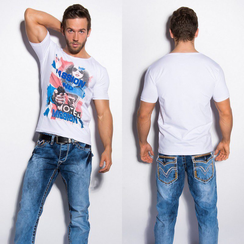 T-shirt Homme imprimé fashion ALIOS couleur blanc