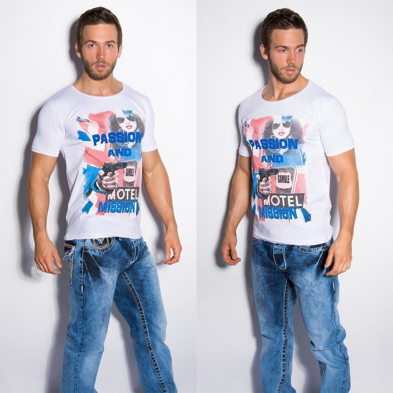 T-shirt Homme imprimé fashion ALIOS couleur blanc – Image 3