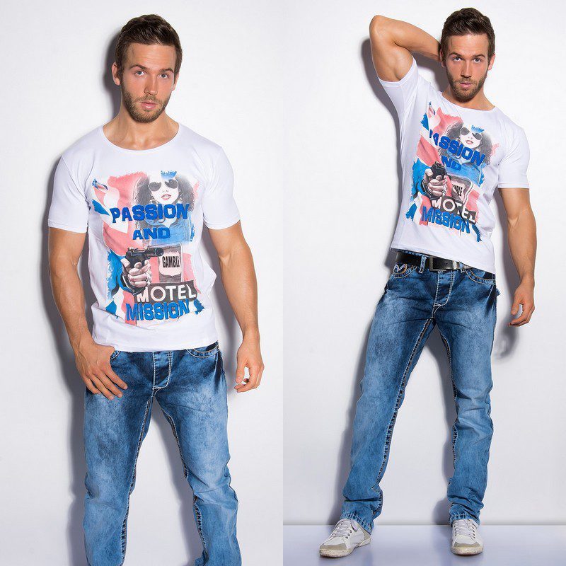 T-shirt Homme imprimé fashion ALIOS couleur blanc – Image 4