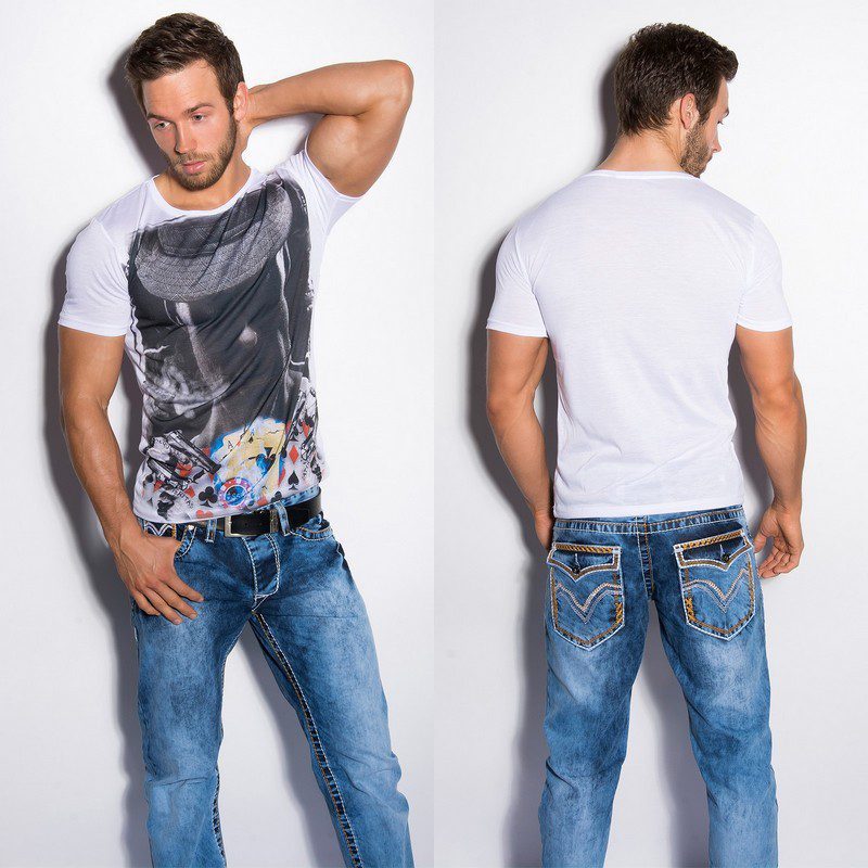 T-shirt Homme imprimé fashion ALAN couleur blanc