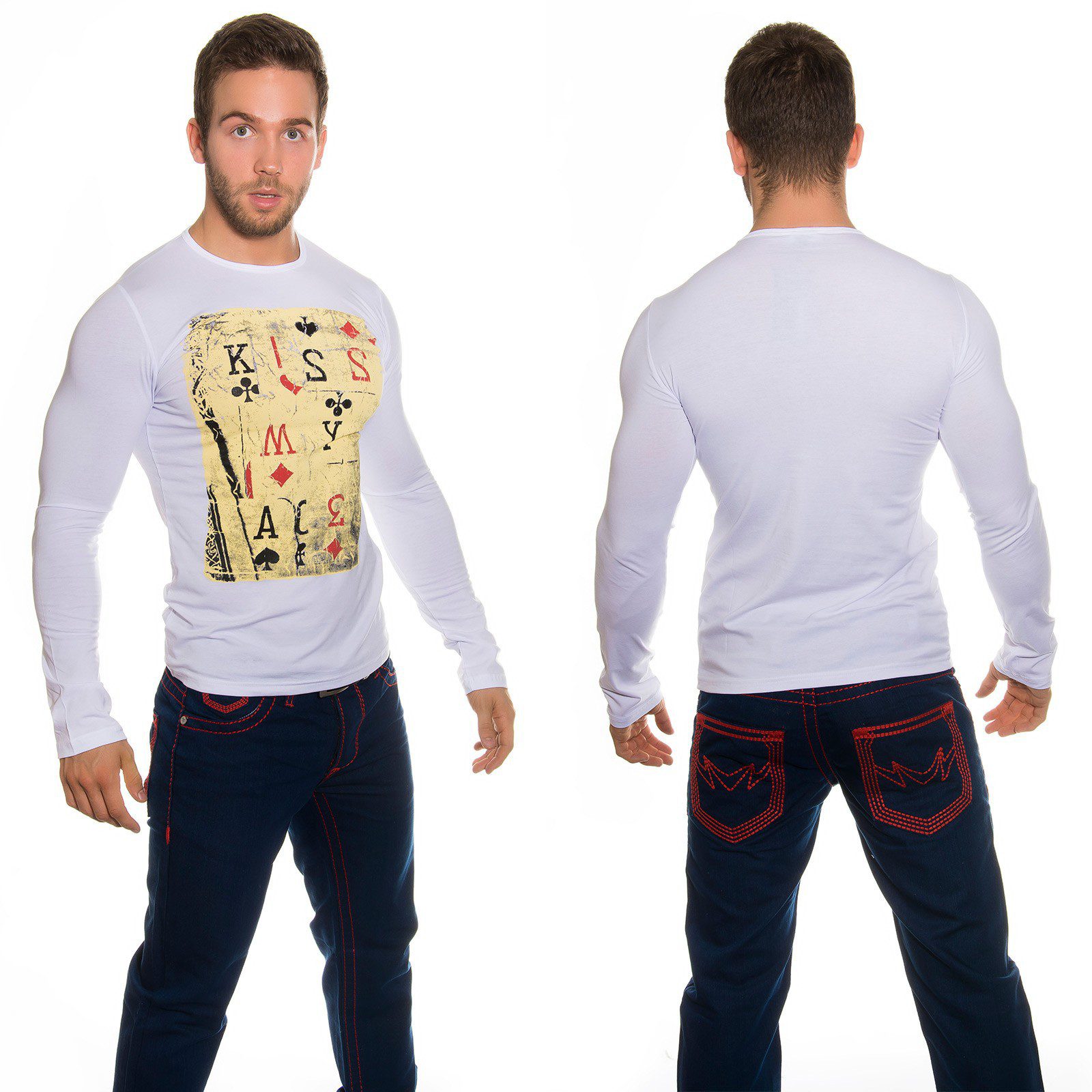 T-shirt Homme manche longue branché blanc