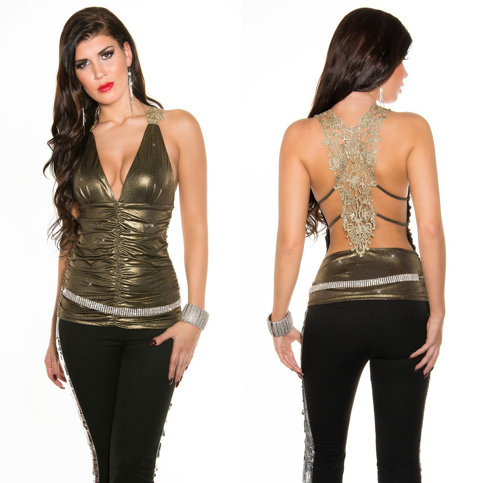 Top tendance avec de la broderie NINA couleur or – Image 3