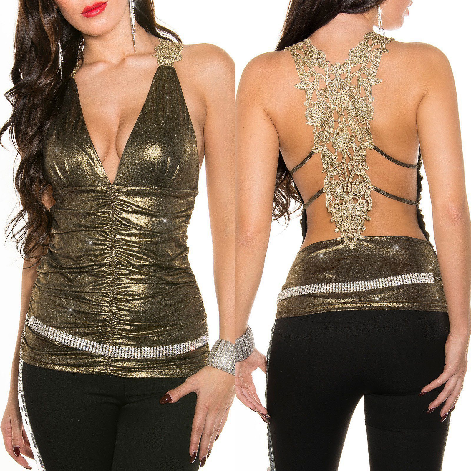 Top tendance avec de la broderie NINA couleur or – Image 2