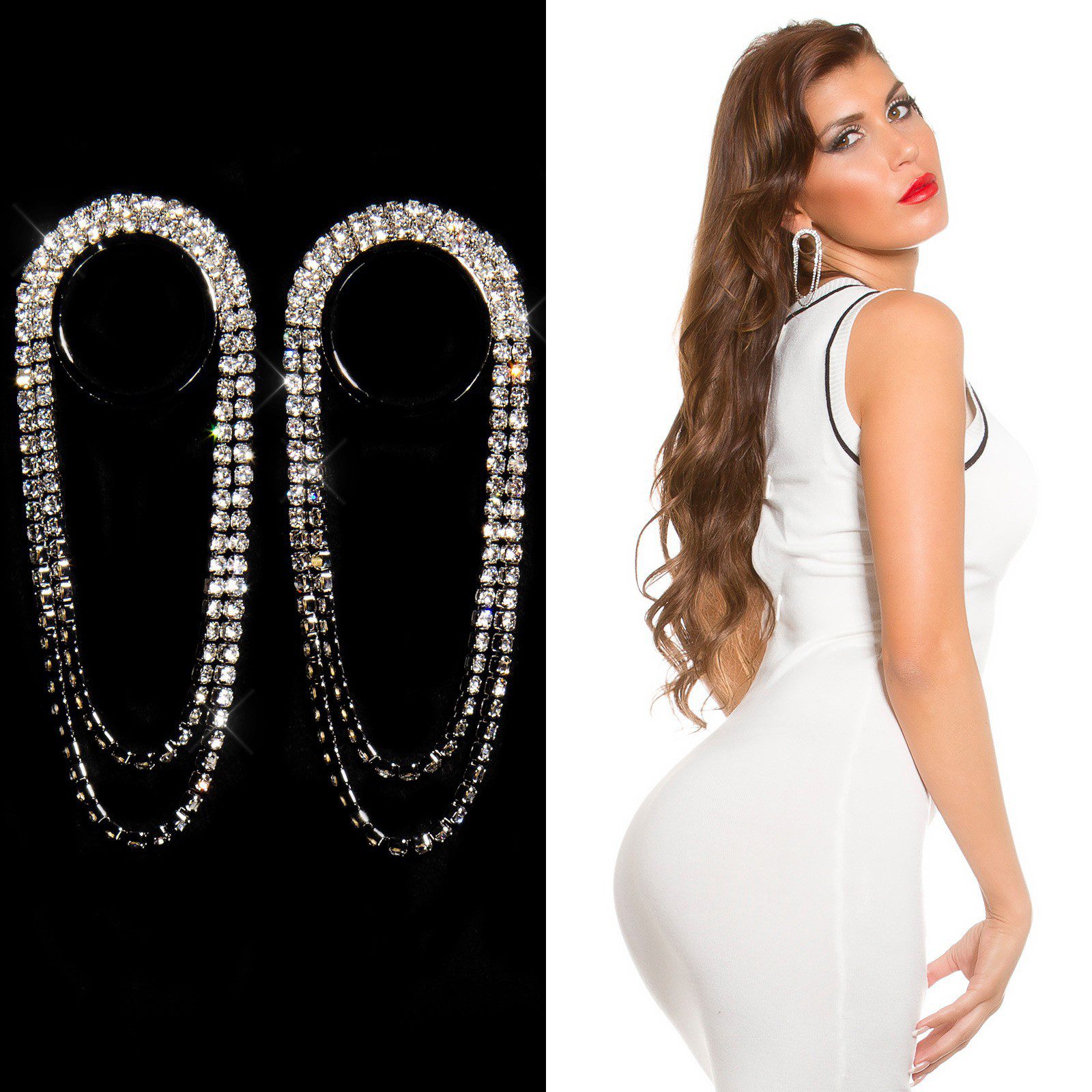 Boucles d’oreilles cercles pendantes CARRIE couleur Argent