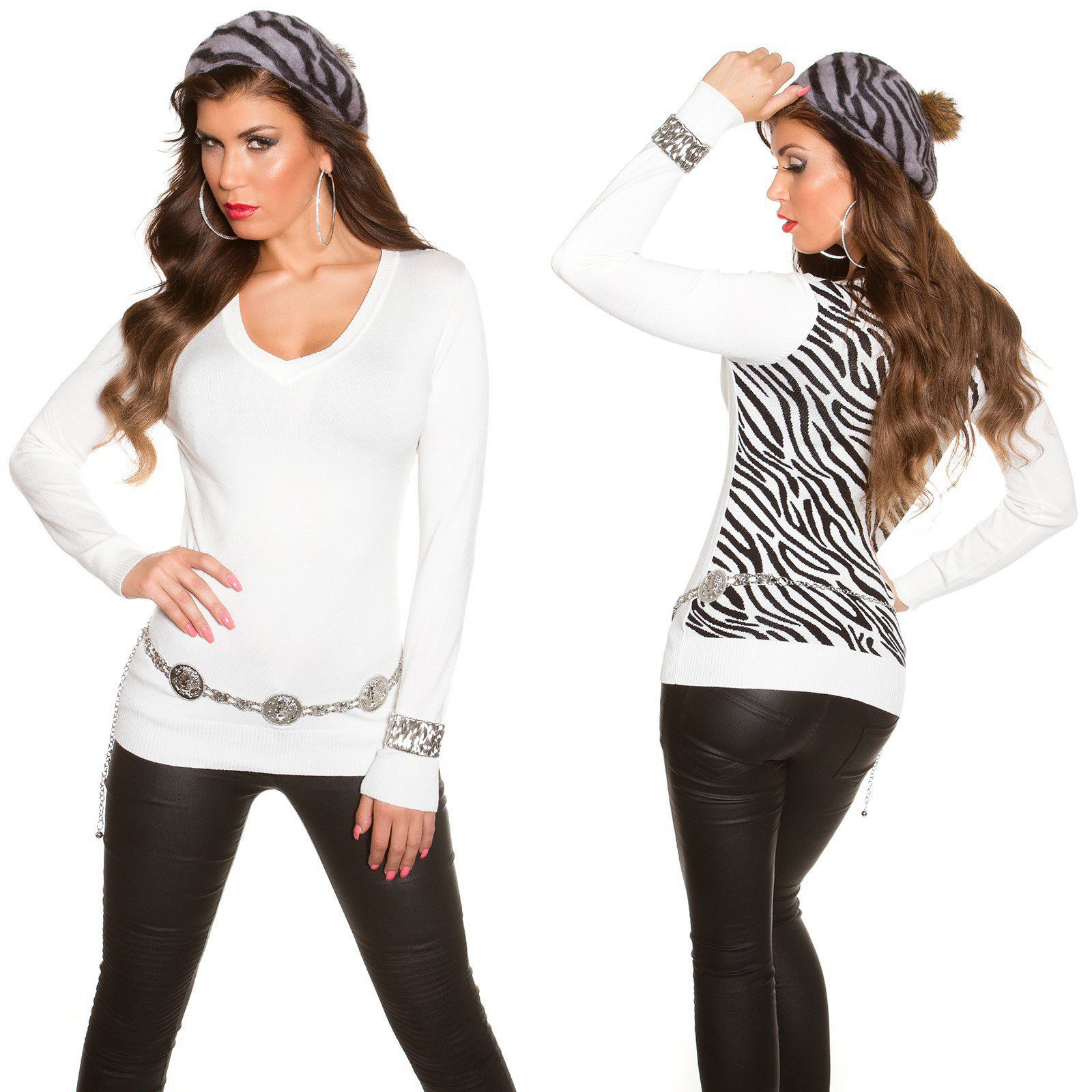 Bonnet femme tendance MANON couleur zèbre gris – Image 4