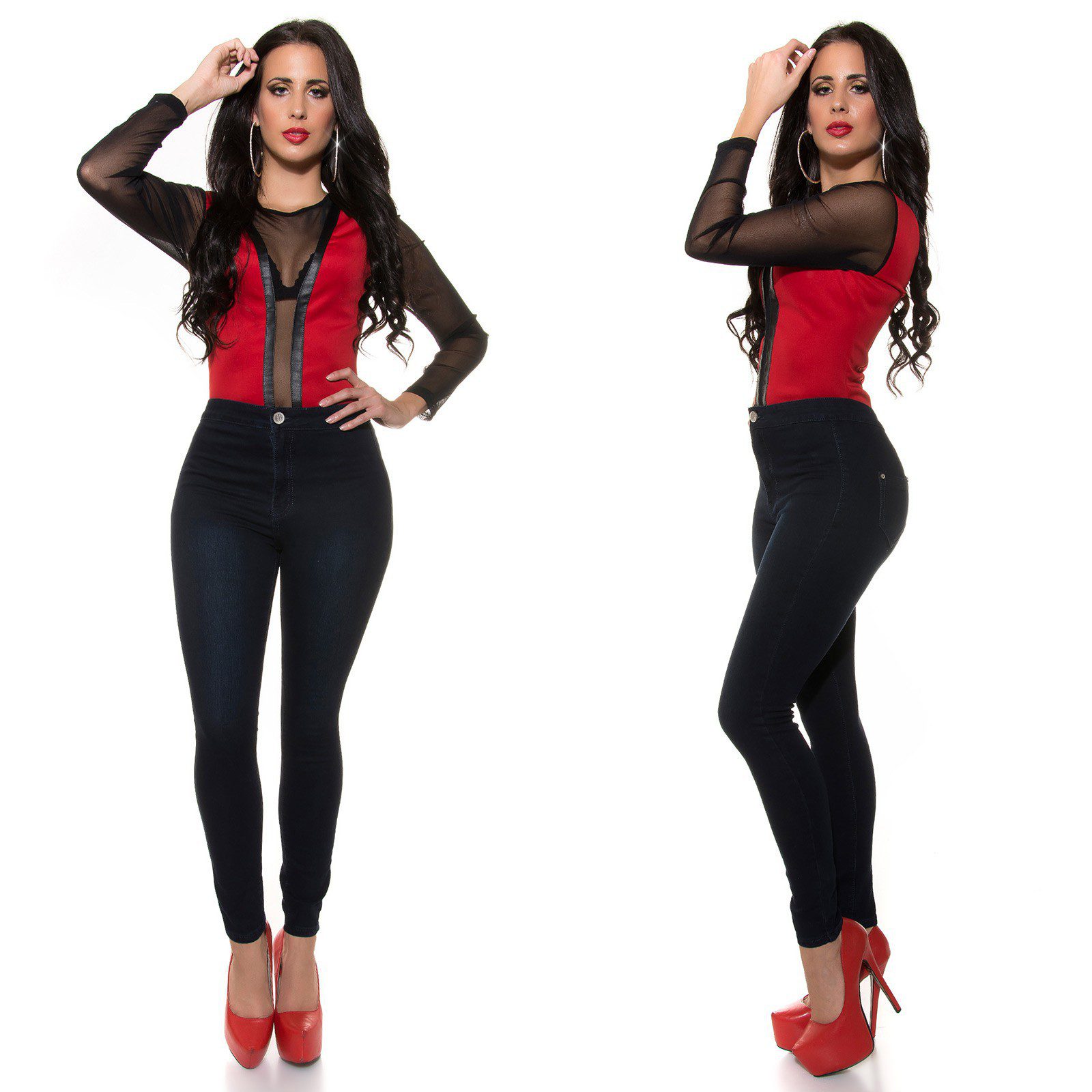 Jeans slim taille haute pour femme OPHÉLIE couleur bleu – Image 4