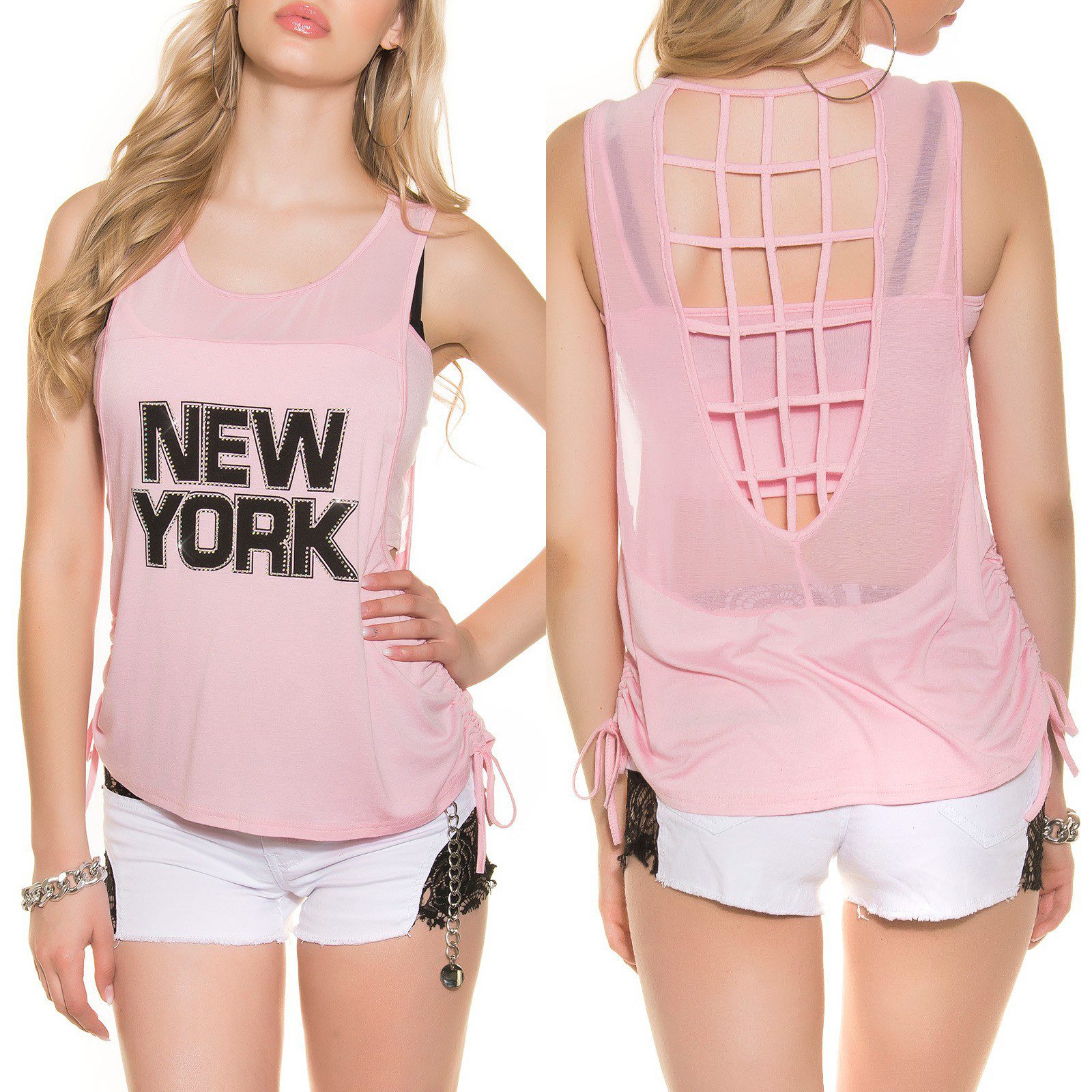 Top femme 2 en 1 “NEW YORK” couleur rose – Image 4