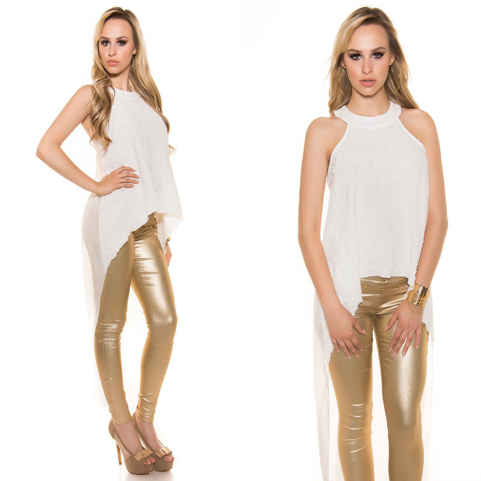 Top asymétrique glamour ALYSON couleur blanc – Image 2