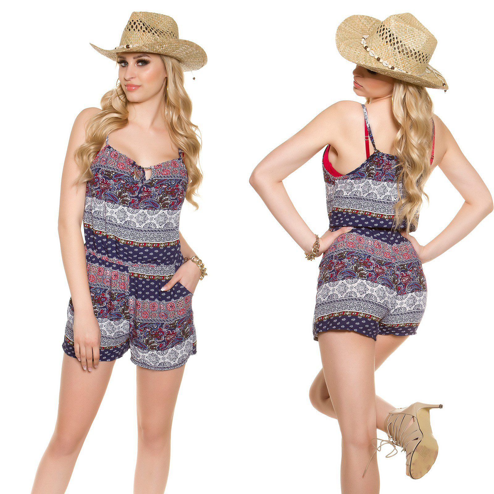 Combishort imprimé EDEN couleur bleu marine