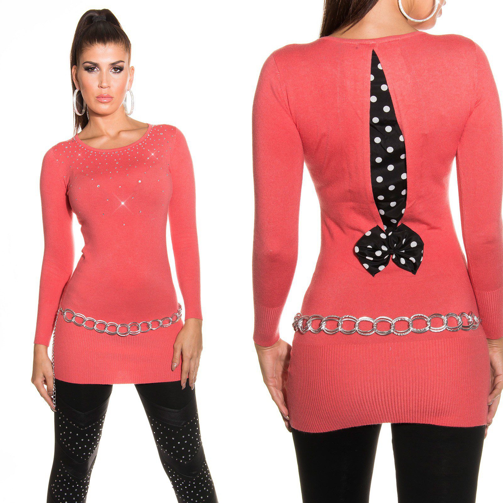 Long pull tendance CALLIE couleur corail – Image 3