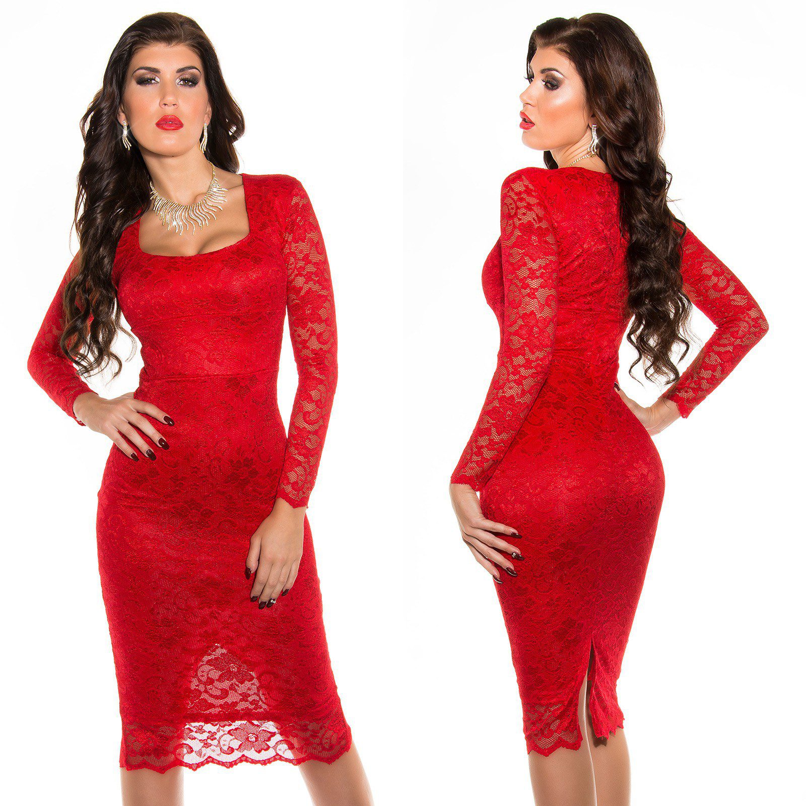 Robe en dentelle femme sexy LAURE couleur rouge – Image 2
