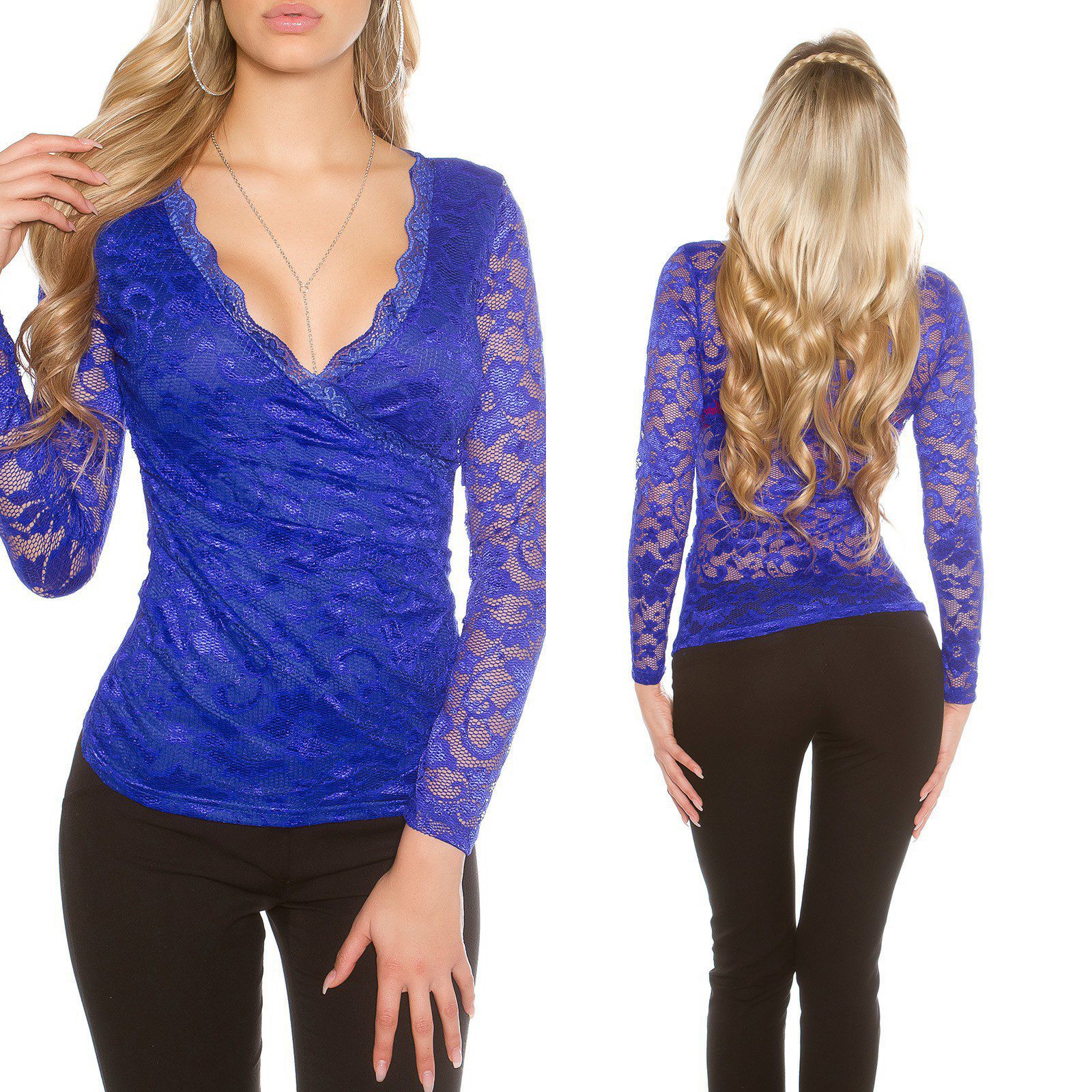 Sublime et sexy top dentelle femme SOFIA couleur bleu royal