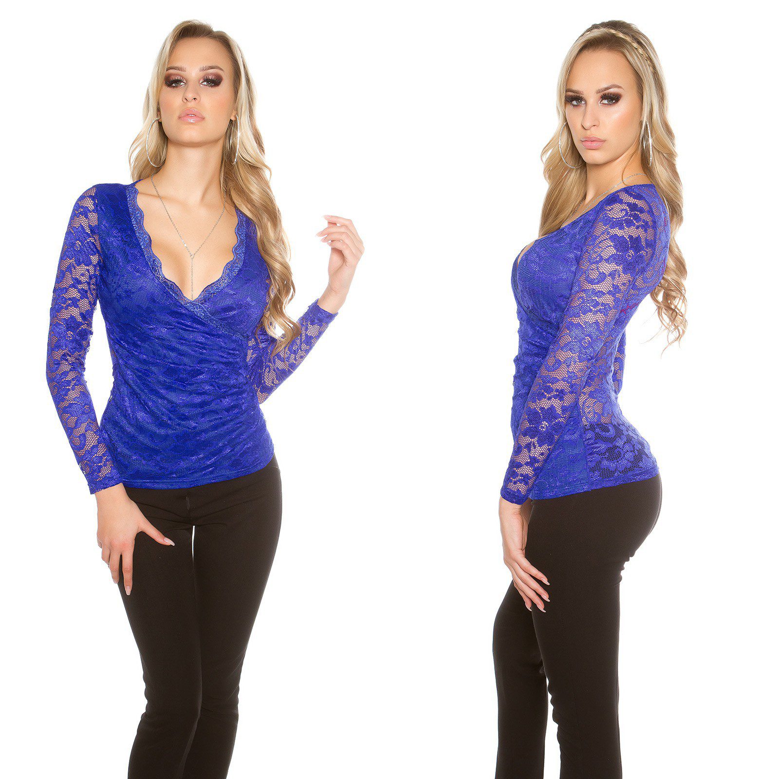 Sublime et sexy top dentelle femme SOFIA couleur bleu royal – Image 2