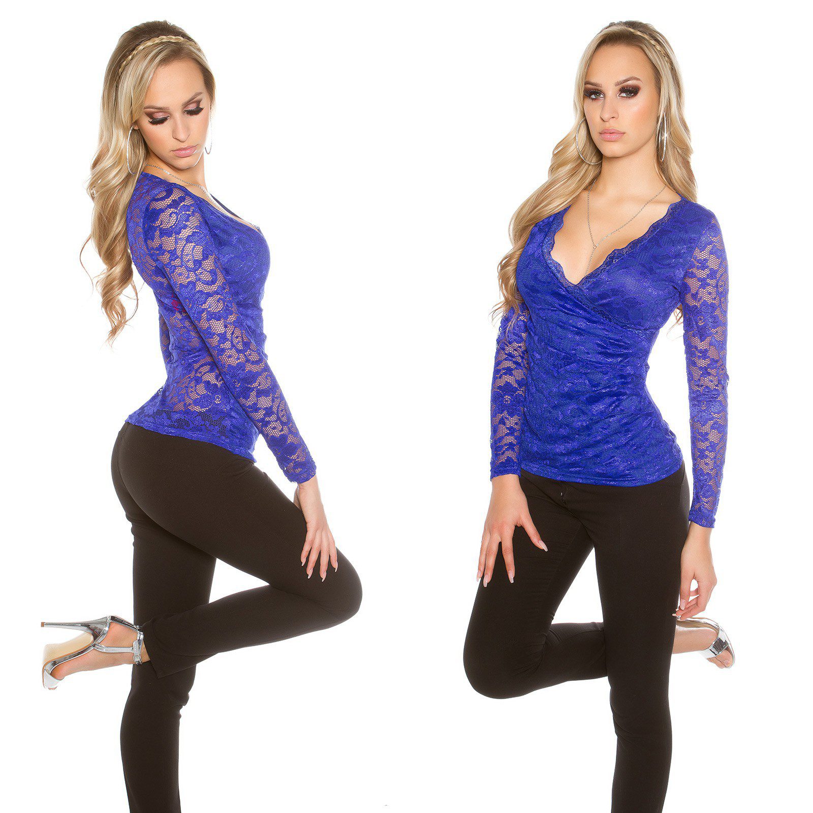 Sublime et sexy top dentelle femme SOFIA couleur bleu royal – Image 4