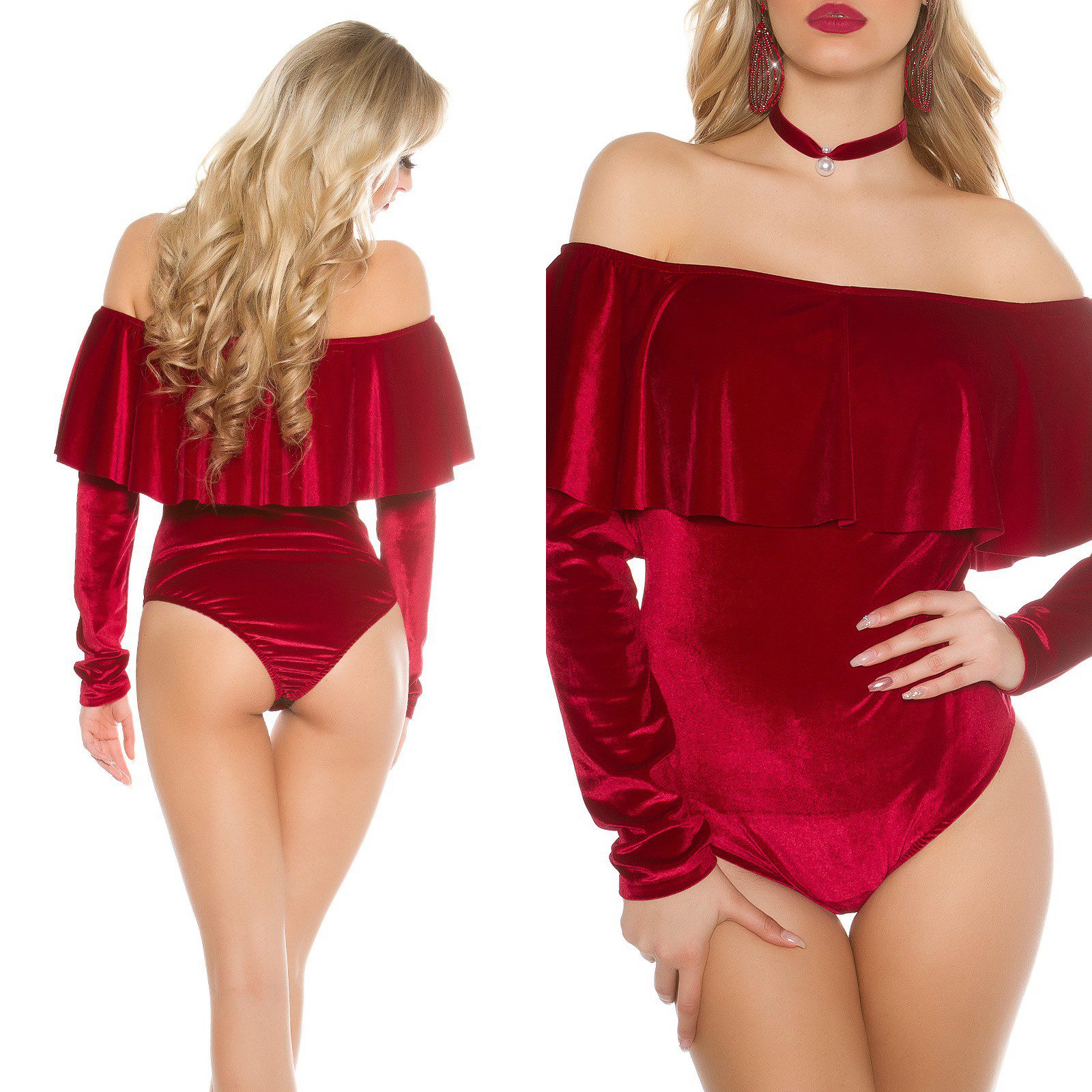 Body en velour large col femme CARMEN